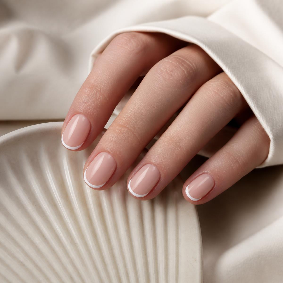Λεπτό french manicure σε κοντά νύχια