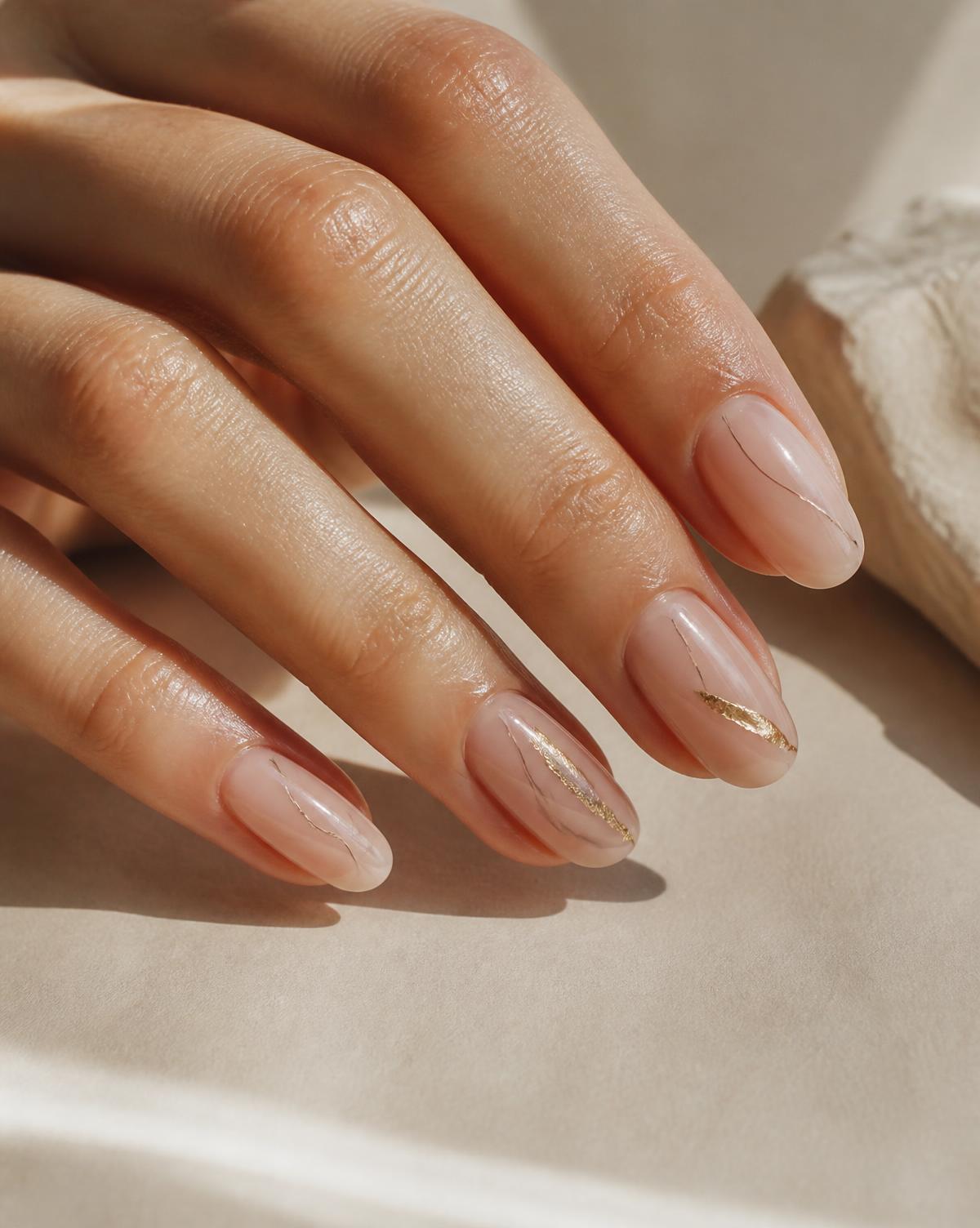 Minimal nail art με χρυσή λεπτομέρεια